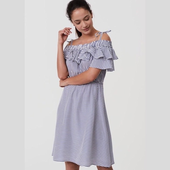 LOFT Dresses & Skirts - LOFT Meadow Striped Off the Shoulder Dress